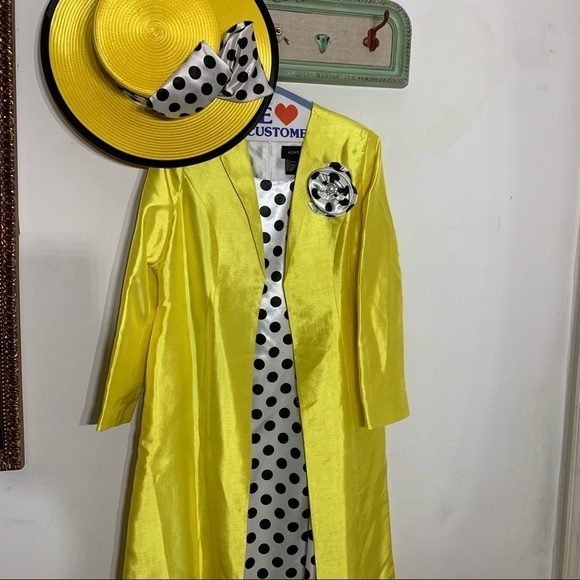 Ashro sleeveless midi pencil dress polkadot and yellow jacket size 6 women’s - Picture 1 of 10